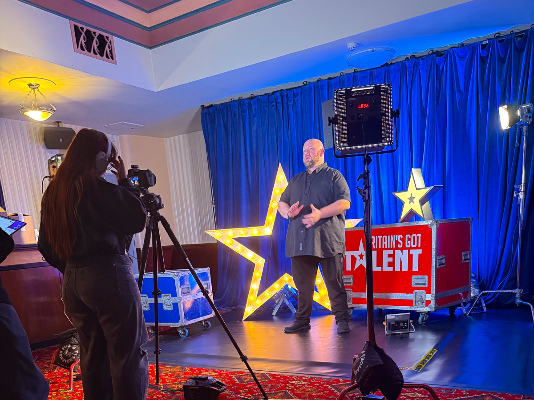 Steven Greenwood being filmed during the Britain’s Got Talent audition process